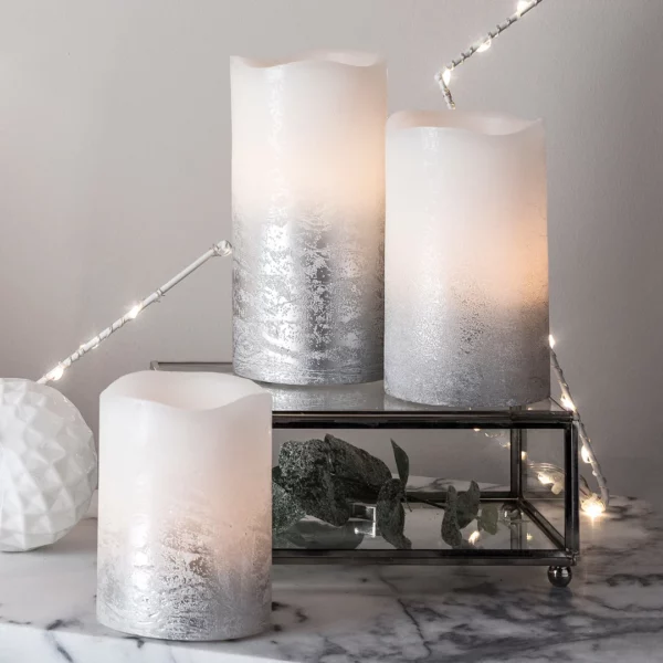 Location bougies leds réalistes mariage. Col.argent